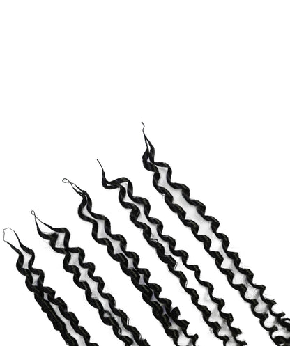 LUXLUXE Knotless Pixie Curly Raw Crochet Natural Human Hair Extensions - 14" 40g 16" 45g & 18" 50g Pre Separated 40 Strands Feather Hairpiece for Women