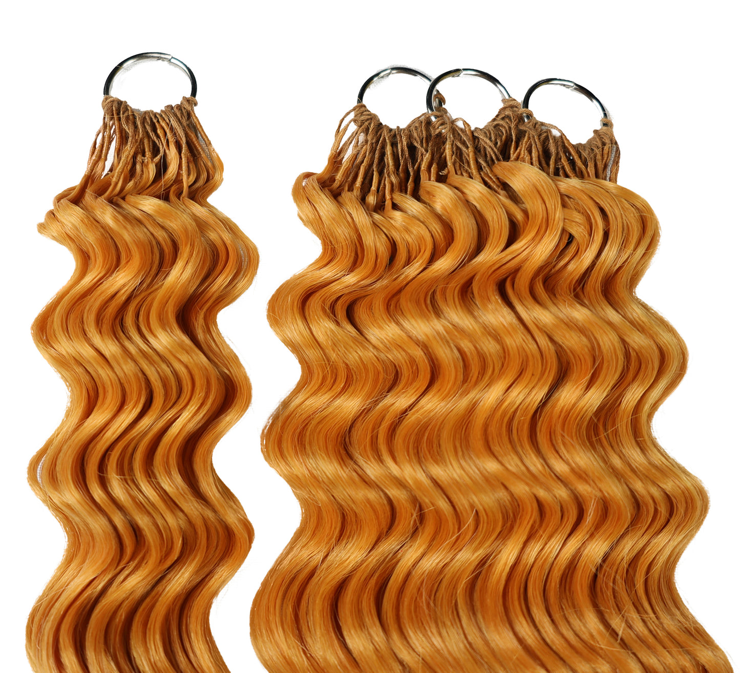 LUXLUXE Deep Wave Synthetic Crochet Hair Extensions – Available in 14"  78g 18" 100g & 22" 120g Pre Separated 100 Strands Feather Hairpiece