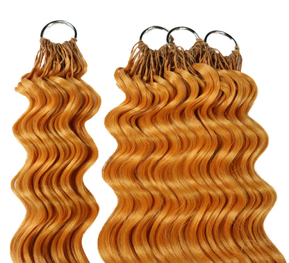LUXLUXE Deep Wave Synthetic Crochet Hair Extensions – Available in 14"  78g 18" 100g & 22" 120g Pre Separated 100 Strands Feather Hairpiece