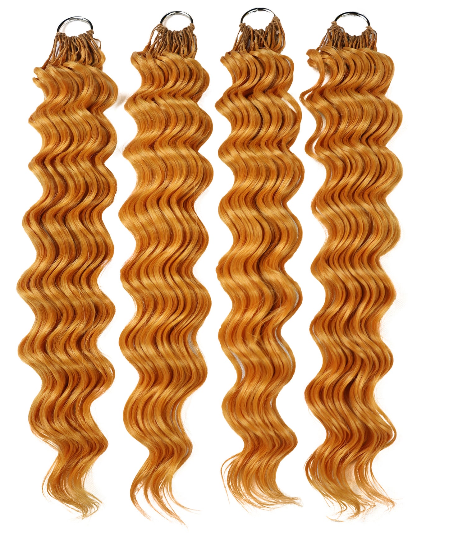 LUXLUXE Deep Wave Synthetic Crochet Hair Extensions – Available in 14"  78g 18" 100g & 22" 120g Pre Separated 100 Strands Feather Hairpiece