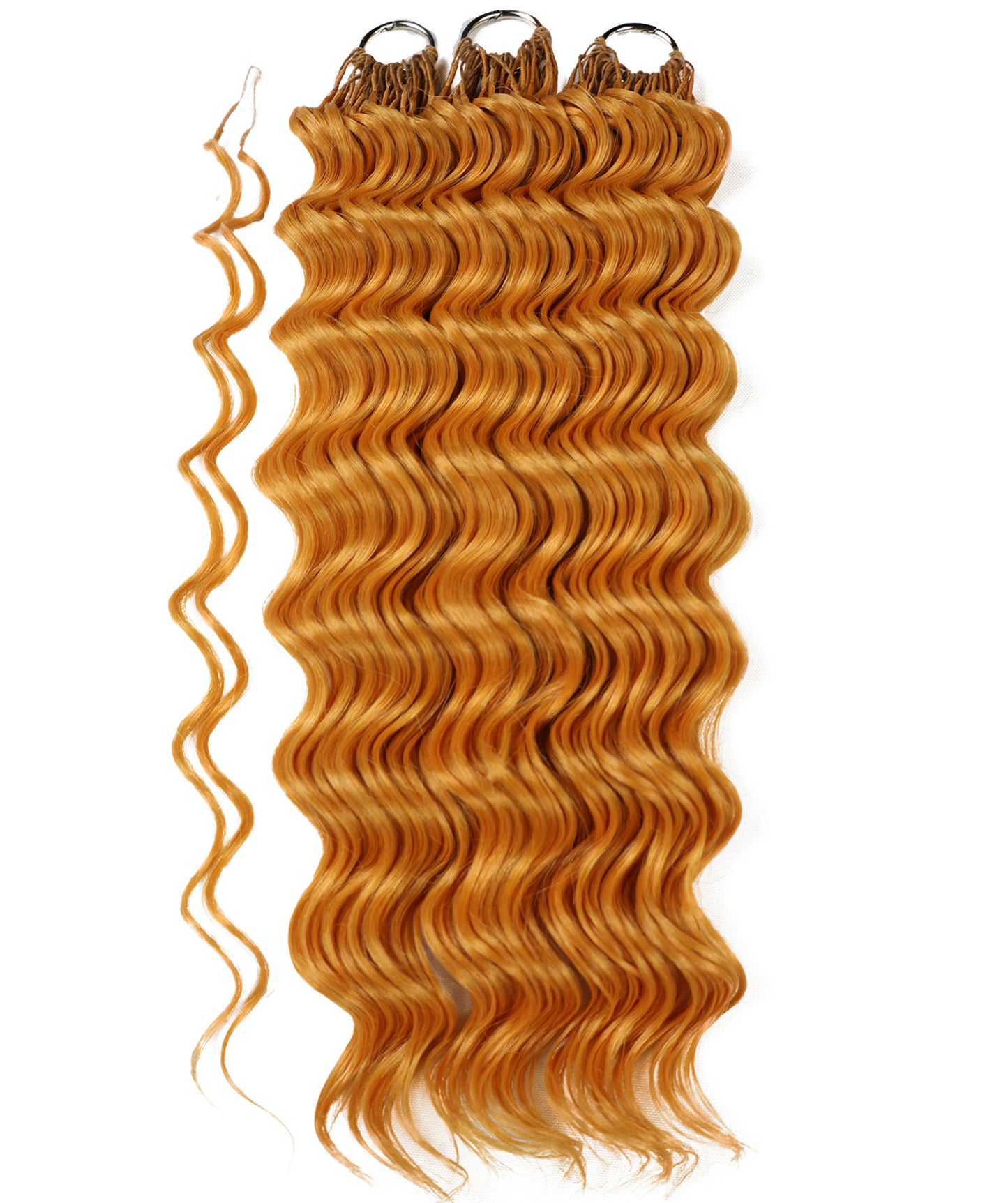 LUXLUXE Deep Wave Synthetic Crochet Hair Extensions – Available in 14"  78g 18" 100g & 22" 120g Pre Separated 100 Strands Feather Hairpiece