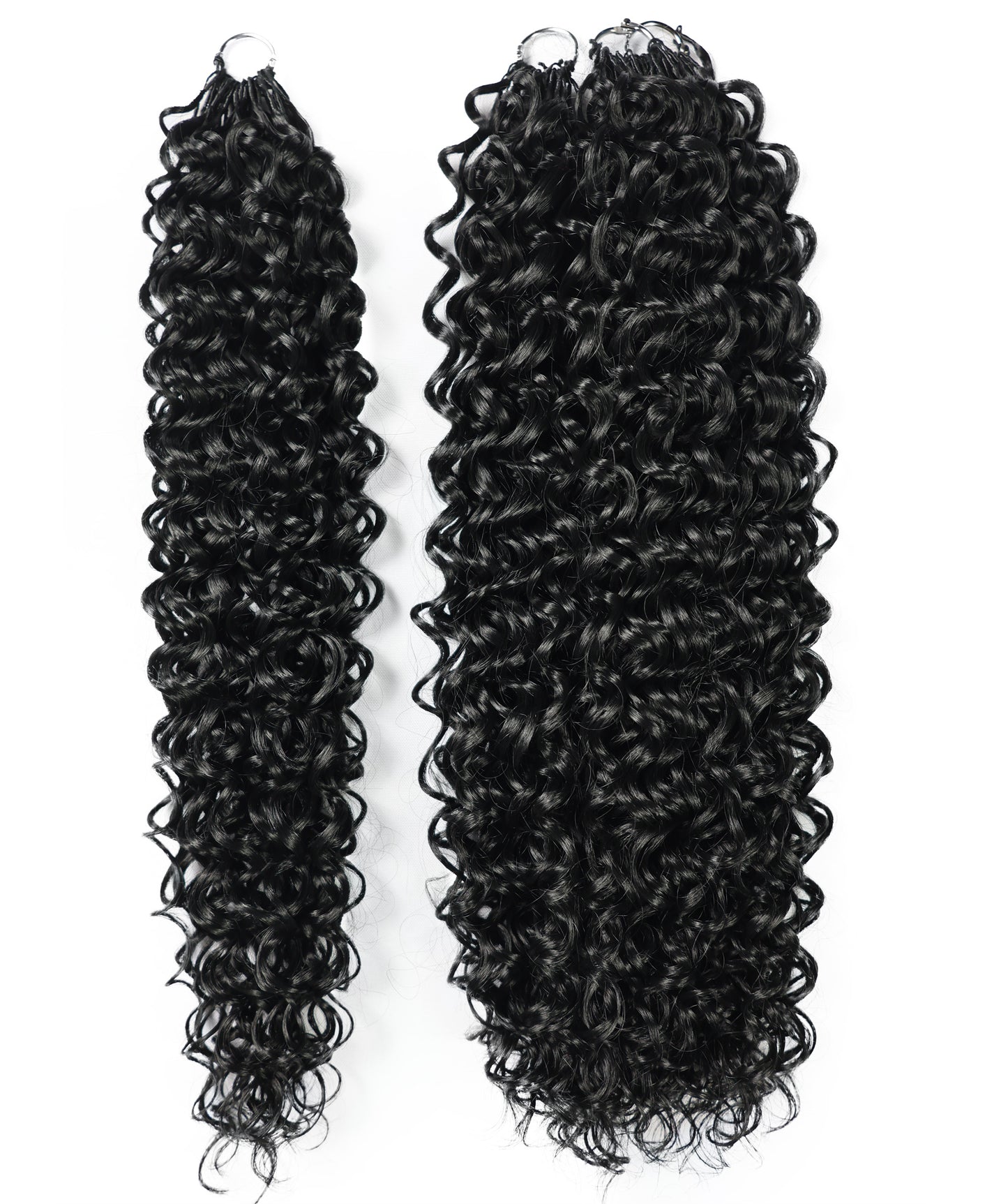 LUXLUXE Dominican Synthetic Crochet Hair Extensions – 14" 78g, 18" 100g, 22" 120g Pre Separated 100 Strands Feather Curly Hairpiece