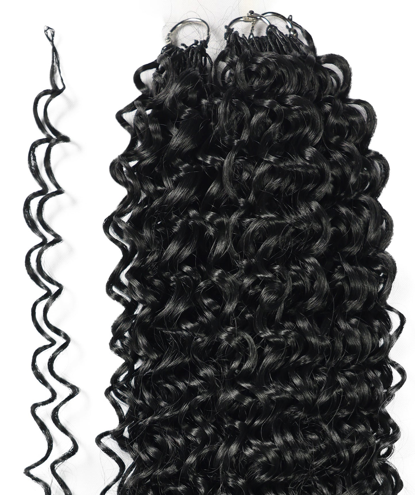 LUXLUXE Dominican Synthetic Crochet Hair Extensions – 14" 78g, 18" 100g, 22" 120g Pre Separated 100 Strands Feather Curly Hairpiece