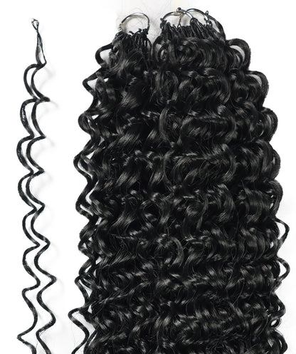 LUXLUXE Dominican Synthetic Crochet Hair Extensions – 14" 78g, 18" 100g, 22" 120g Pre Separated 100 Strands Feather Curly Hairpiece