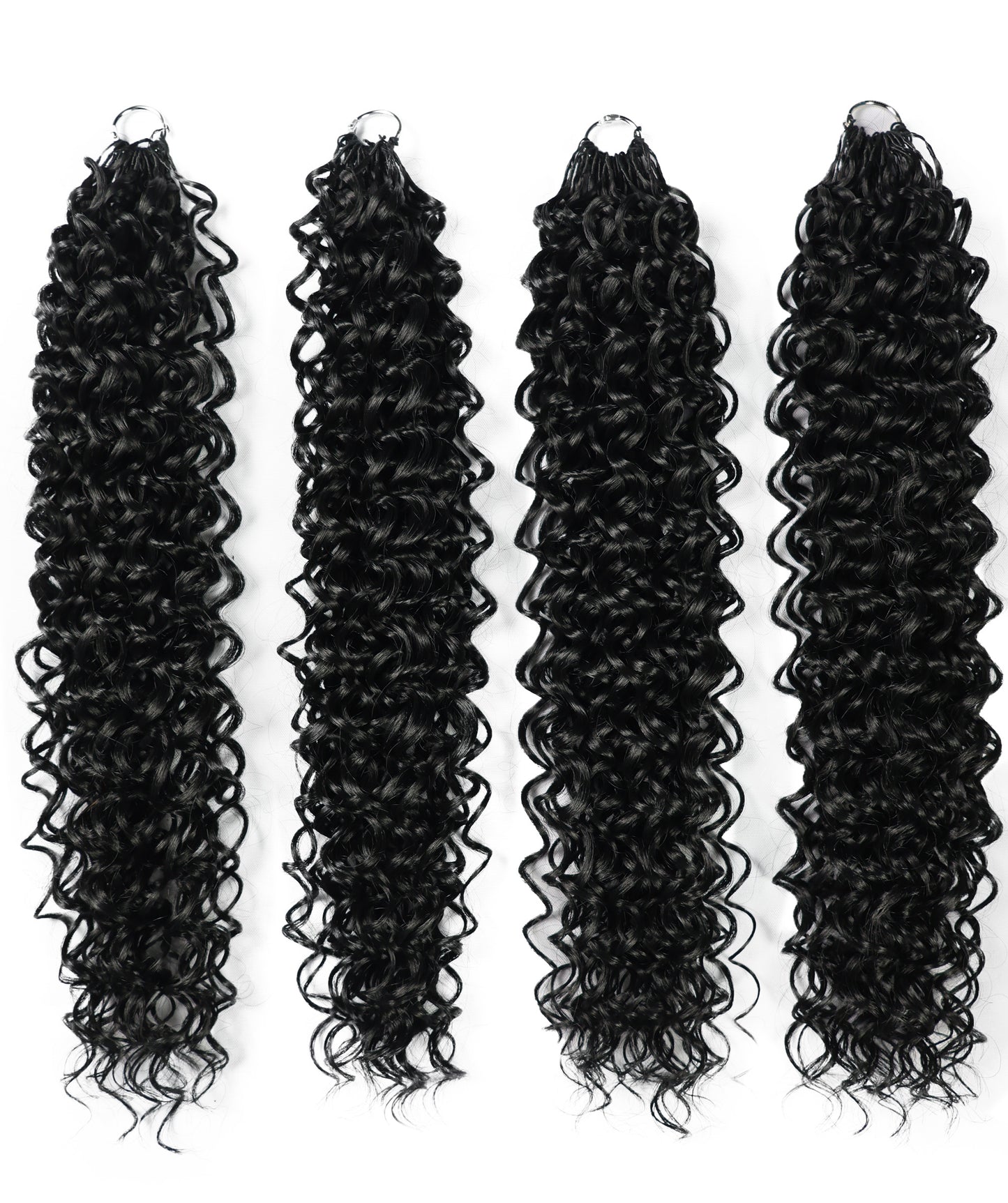 LUXLUXE Dominican Synthetic Crochet Hair Extensions – 14" 78g, 18" 100g, 22" 120g Pre Separated 100 Strands Feather Curly Hairpiece