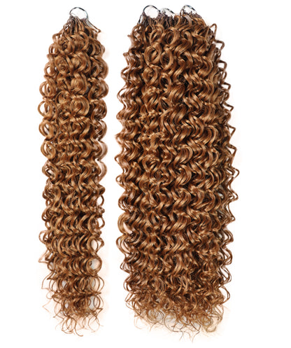 LUXLUXE Dominican Synthetic Crochet Hair Extensions – 14" 78g, 18" 100g, 22" 120g Pre Separated 100 Strands Feather Curly Hairpiece