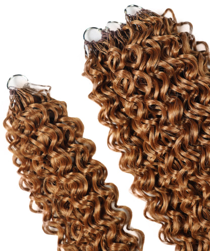 LUXLUXE Dominican Synthetic Crochet Hair Extensions – 14" 78g, 18" 100g, 22" 120g Pre Separated 100 Strands Feather Curly Hairpiece