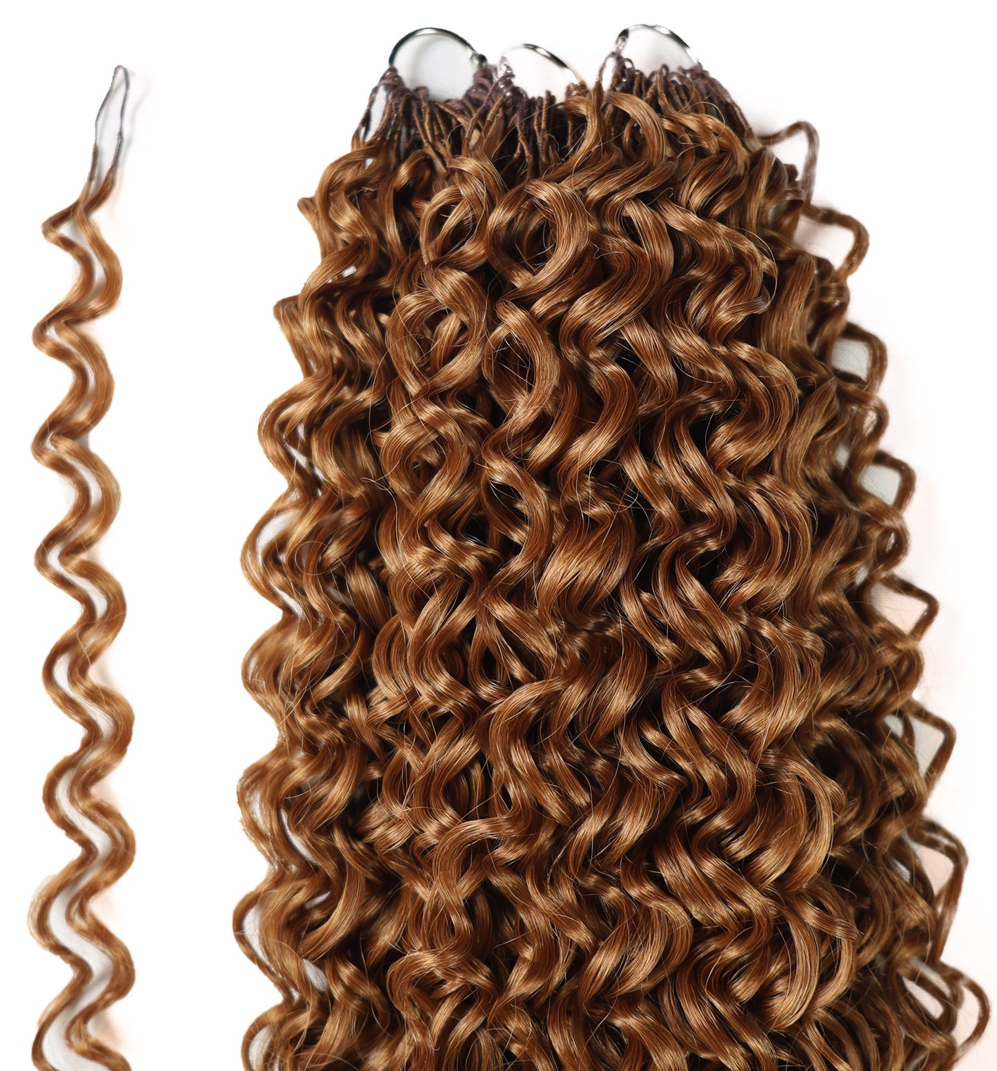 LUXLUXE Dominican Synthetic Crochet Hair Extensions – 14" 78g, 18" 100g, 22" 120g Pre Separated 100 Strands Feather Curly Hairpiece