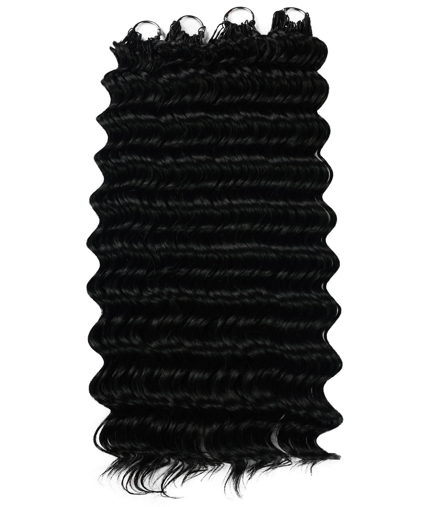 LUXLUXE Deep Wave Synthetic Crochet Hair Extensions – Available in 14"  78g 18" 100g & 22" 120g Pre Separated 100 Strands Feather Hairpiece