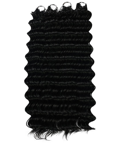 LUXLUXE Deep Wave Synthetic Crochet Hair Extensions – Available in 14"  78g 18" 100g & 22" 120g Pre Separated 100 Strands Feather Hairpiece