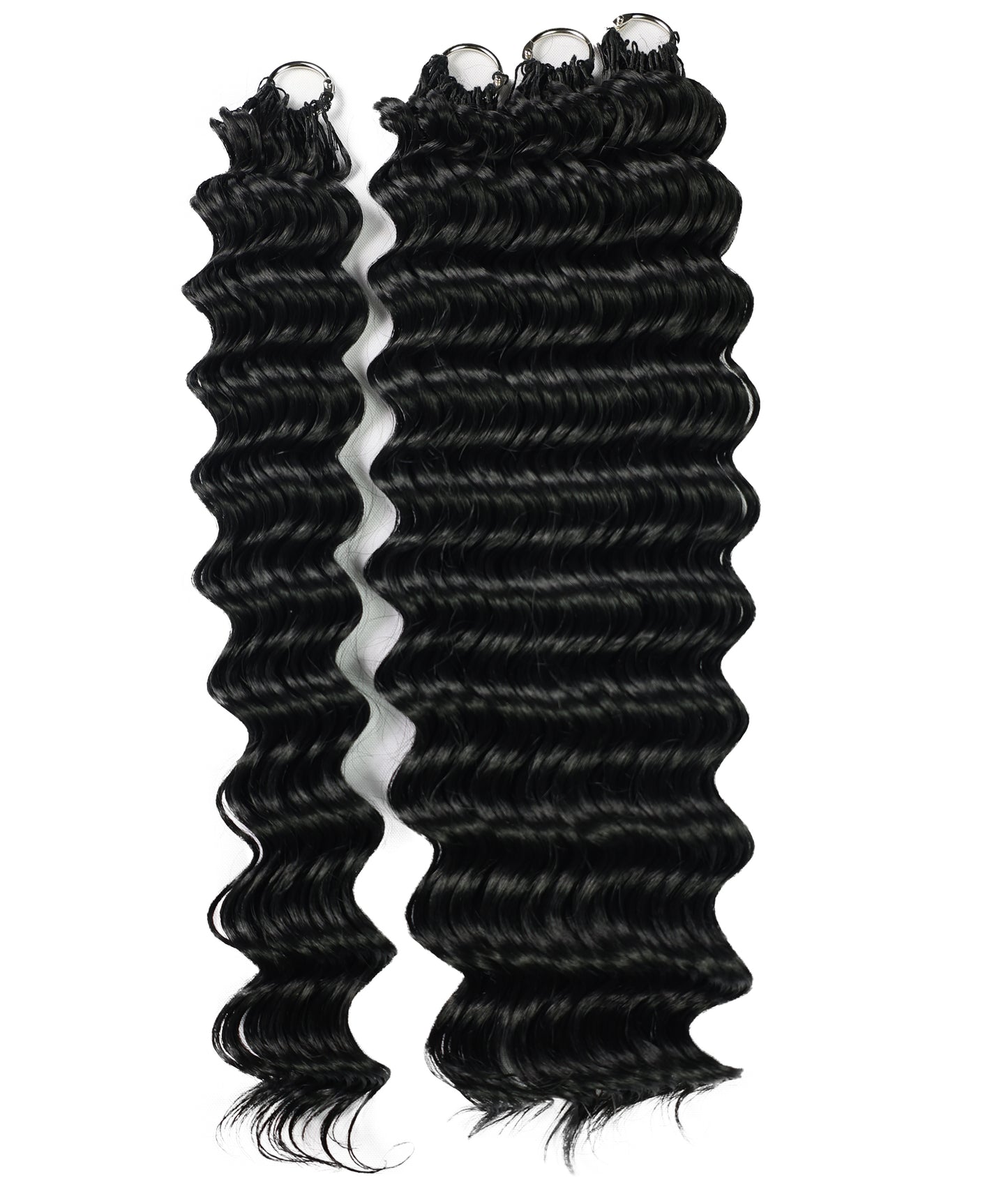 LUXLUXE Deep Wave Synthetic Crochet Hair Extensions – Available in 14"  78g 18" 100g & 22" 120g Pre Separated 100 Strands Feather Hairpiece