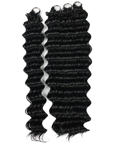 LUXLUXE Deep Wave Synthetic Crochet Hair Extensions – Available in 14"  78g 18" 100g & 22" 120g Pre Separated 100 Strands Feather Hairpiece