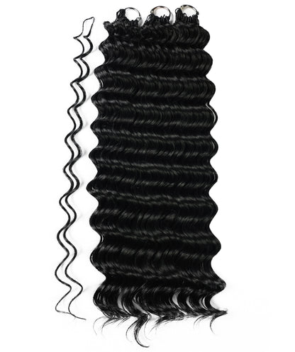 LUXLUXE Deep Wave Synthetic Crochet Hair Extensions – Available in 14"  78g 18" 100g & 22" 120g Pre Separated 100 Strands Feather Hairpiece