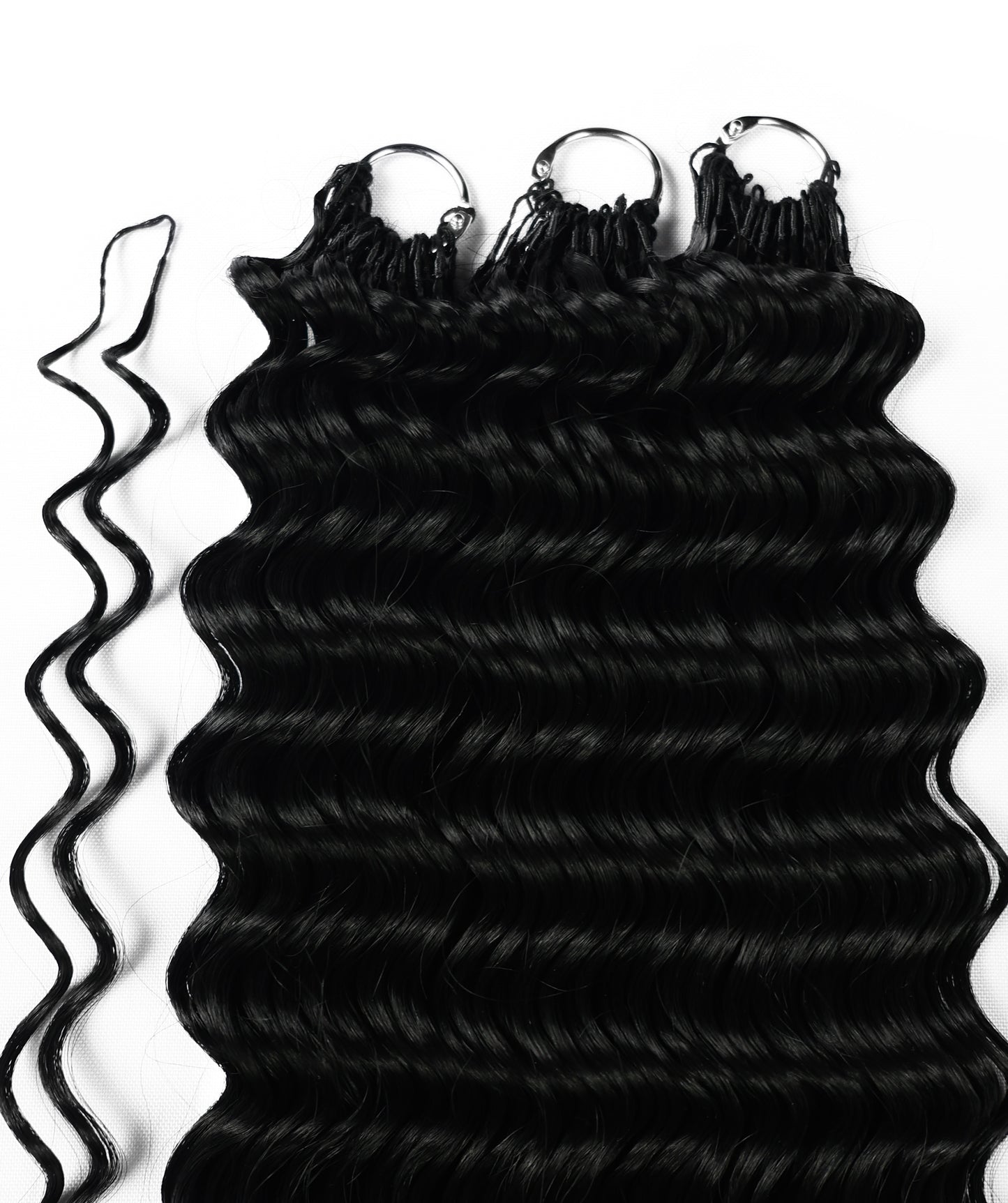 LUXLUXE Deep Wave Synthetic Crochet Hair Extensions – Available in 14"  78g 18" 100g & 22" 120g Pre Separated 100 Strands Feather Hairpiece