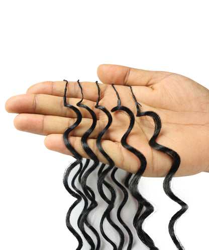 LUXLUXE Deep Wave Synthetic Crochet Hair Extensions – Available in 14"  78g 18" 100g & 22" 120g Pre Separated 100 Strands Feather Hairpiece