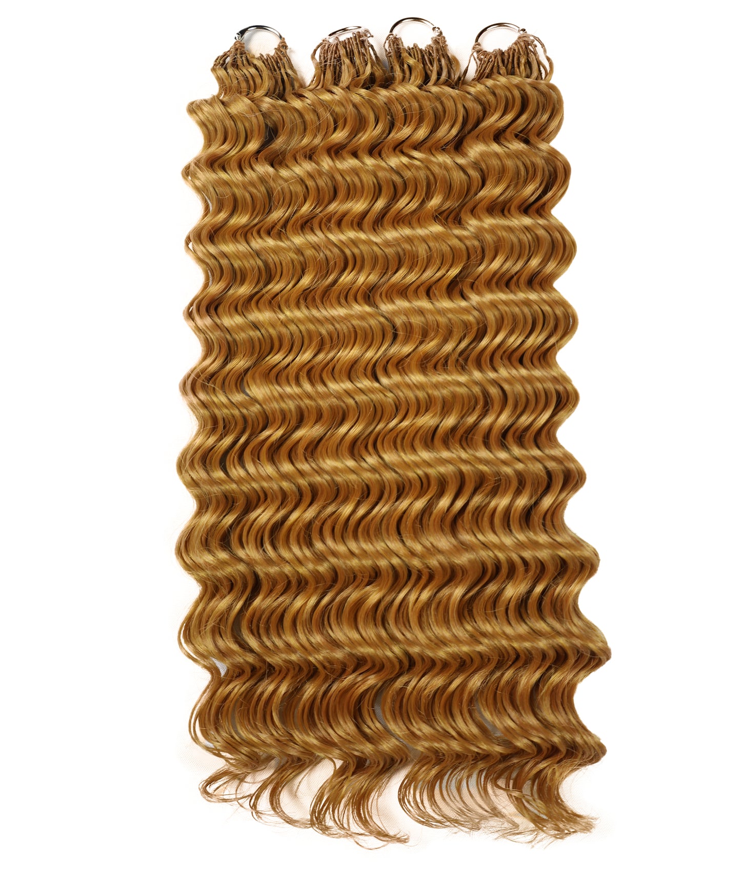 LUXLUXE Deep Wave Synthetic Crochet Hair Extensions – Available in 14"  78g 18" 100g & 22" 120g Pre Separated 100 Strands Feather Hairpiece