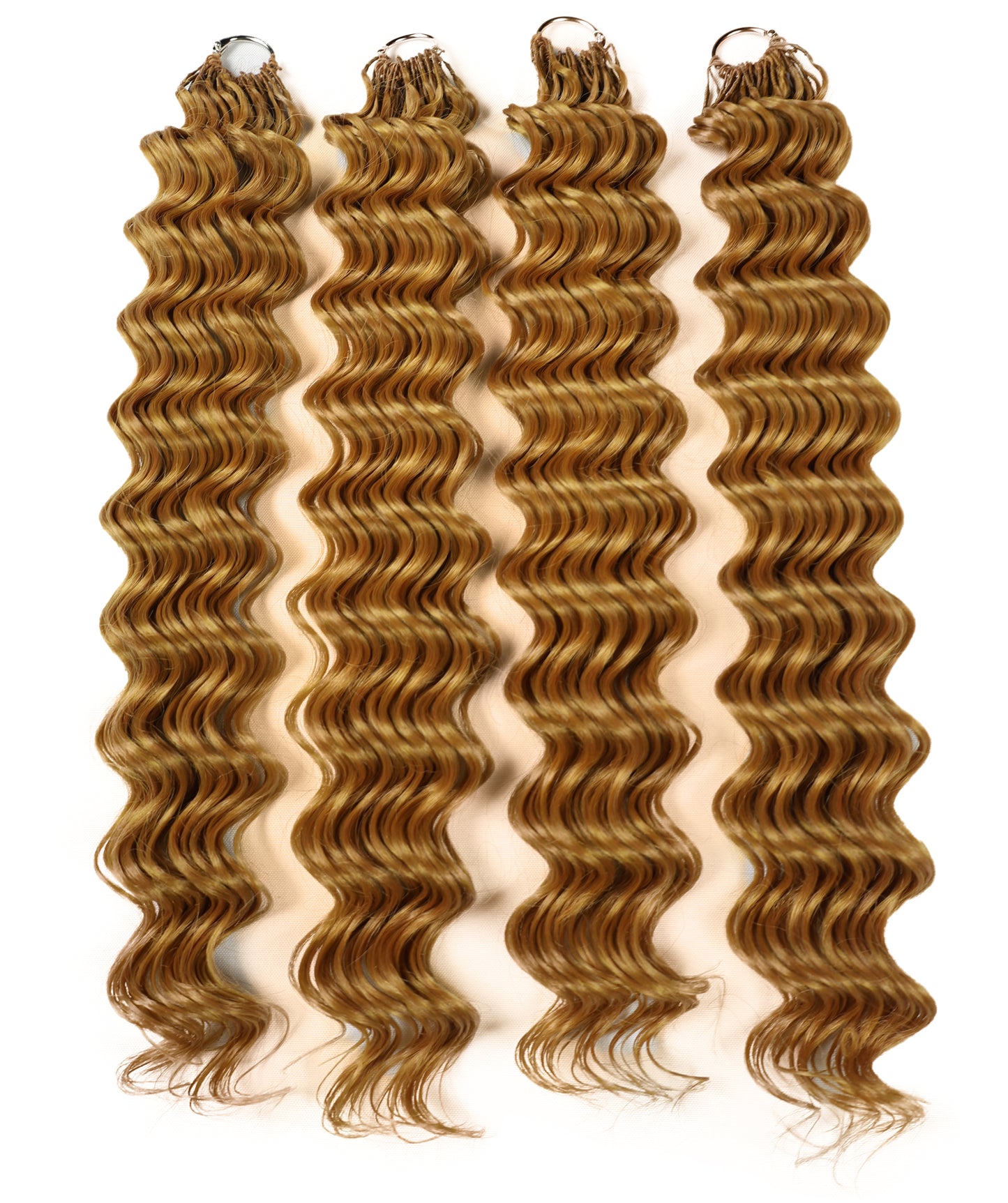 LUXLUXE Deep Wave Synthetic Crochet Hair Extensions – Available in 14"  78g 18" 100g & 22" 120g Pre Separated 100 Strands Feather Hairpiece