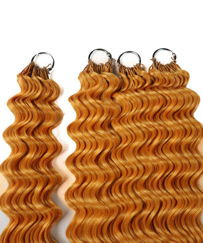 LUXLUXE Deep Wave Synthetic Crochet Hair Extensions – Available in 14"  78g 18" 100g & 22" 120g Pre Separated 100 Strands Feather Hairpiece