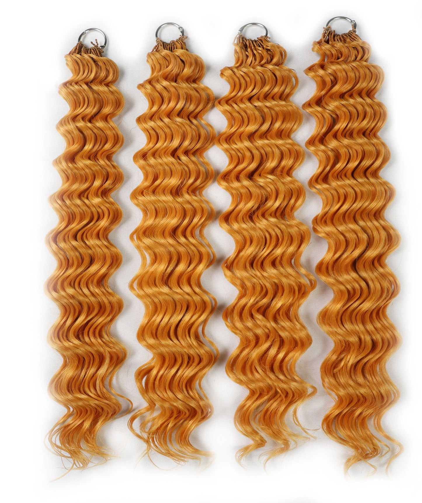 LUXLUXE Deep Wave Synthetic Crochet Hair Extensions – Available in 14"  78g 18" 100g & 22" 120g Pre Separated 100 Strands Feather Hairpiece