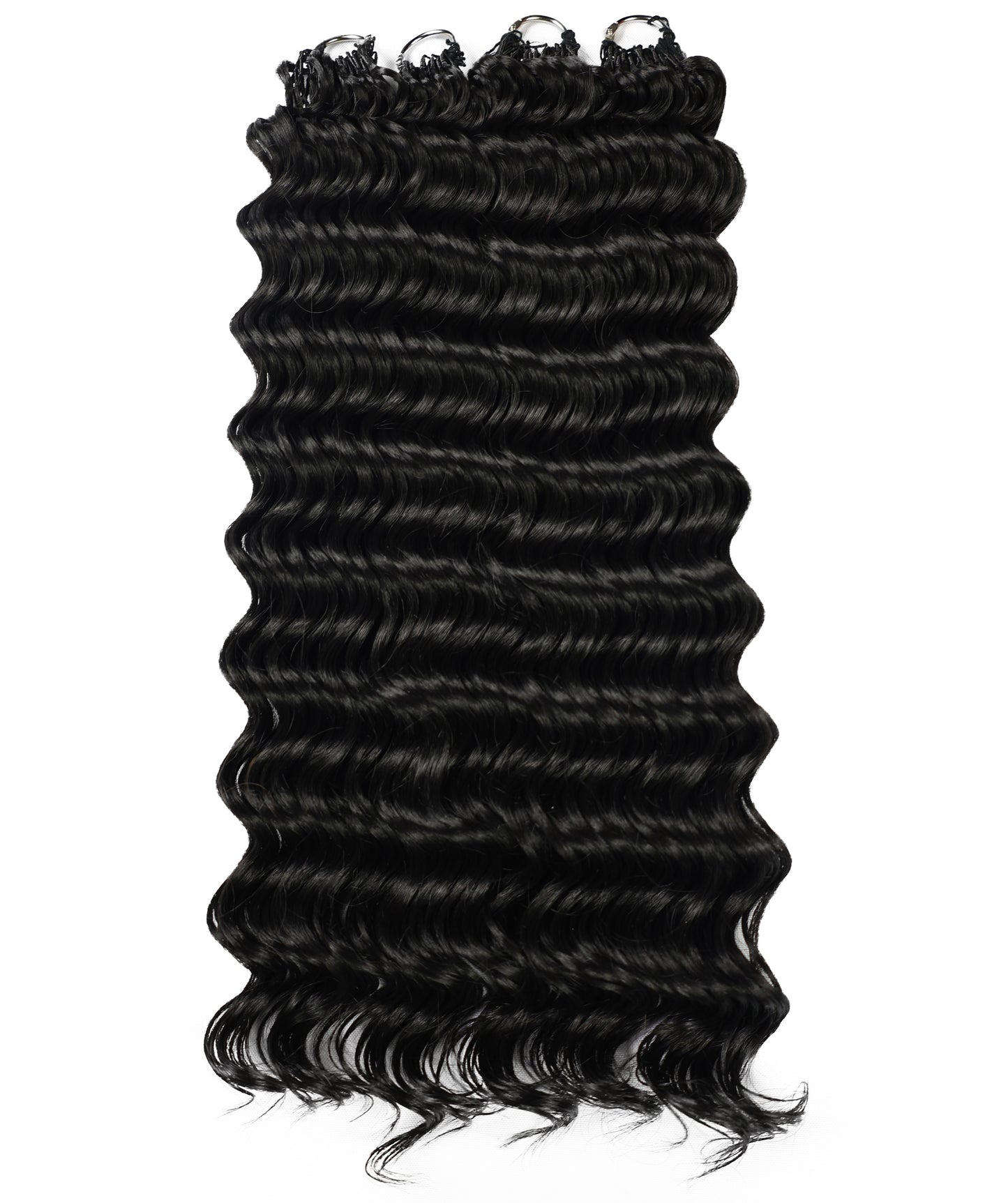 LUXLUXE Deep Wave Synthetic Crochet Hair Extensions – Available in 14"  78g 18" 100g & 22" 120g Pre Separated 100 Strands Feather Hairpiece