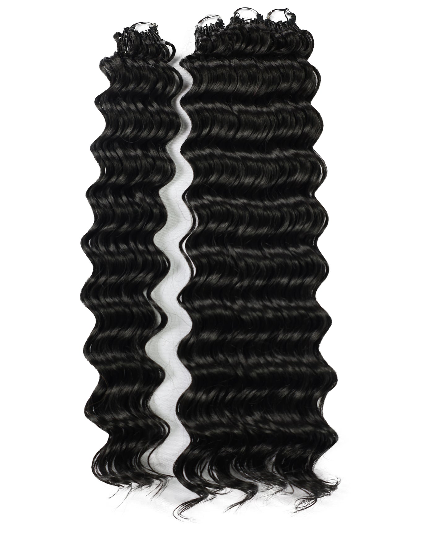 LUXLUXE Deep Wave Synthetic Crochet Hair Extensions – Available in 14"  78g 18" 100g & 22" 120g Pre Separated 100 Strands Feather Hairpiece
