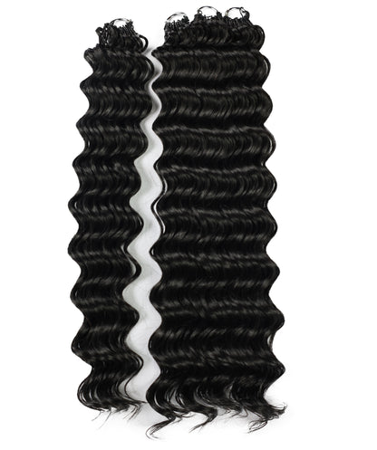 LUXLUXE Deep Wave Synthetic Crochet Hair Extensions – Available in 14"  78g 18" 100g & 22" 120g Pre Separated 100 Strands Feather Hairpiece