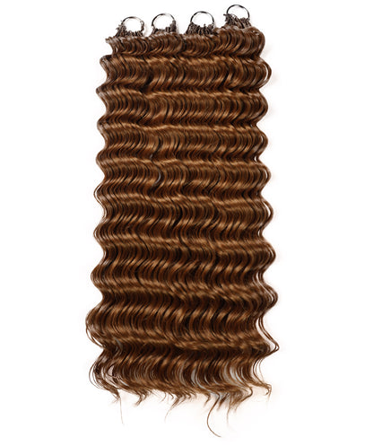 LUXLUXE Deep Wave Synthetic Crochet Hair Extensions – Available in 14"  78g 18" 100g & 22" 120g Pre Separated 100 Strands Feather Hairpiece