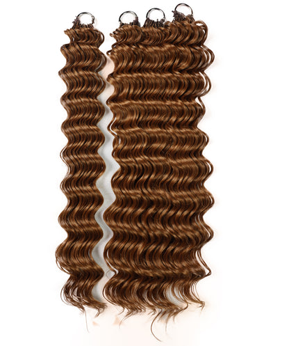 LUXLUXE Deep Wave Synthetic Crochet Hair Extensions – Available in 14"  78g 18" 100g & 22" 120g Pre Separated 100 Strands Feather Hairpiece