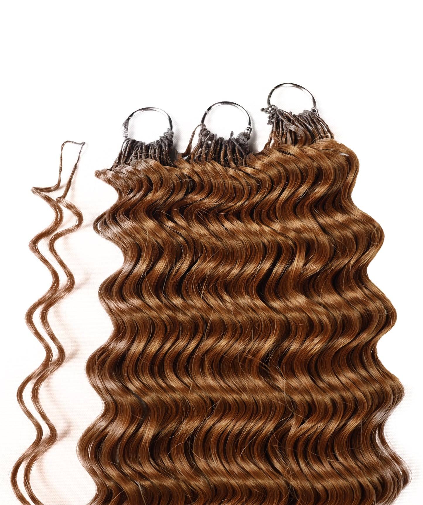 LUXLUXE Deep Wave Synthetic Crochet Hair Extensions – Available in 14"  78g 18" 100g & 22" 120g Pre Separated 100 Strands Feather Hairpiece