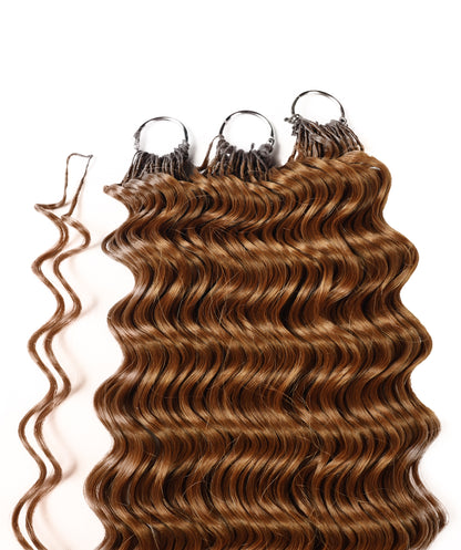 LUXLUXE Deep Wave Synthetic Crochet Hair Extensions – Available in 14"  78g 18" 100g & 22" 120g Pre Separated 100 Strands Feather Hairpiece