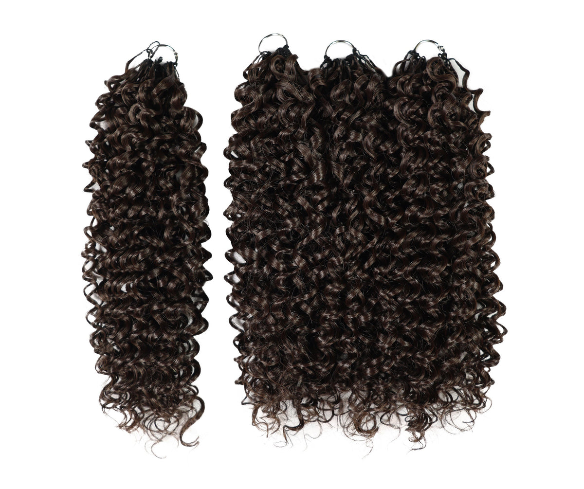 Luxluxe Jerry Curl 18 Inch Pre-Separated Synthetic Feather 110g Crochet Hair Extensions with 100 Strands for Women
