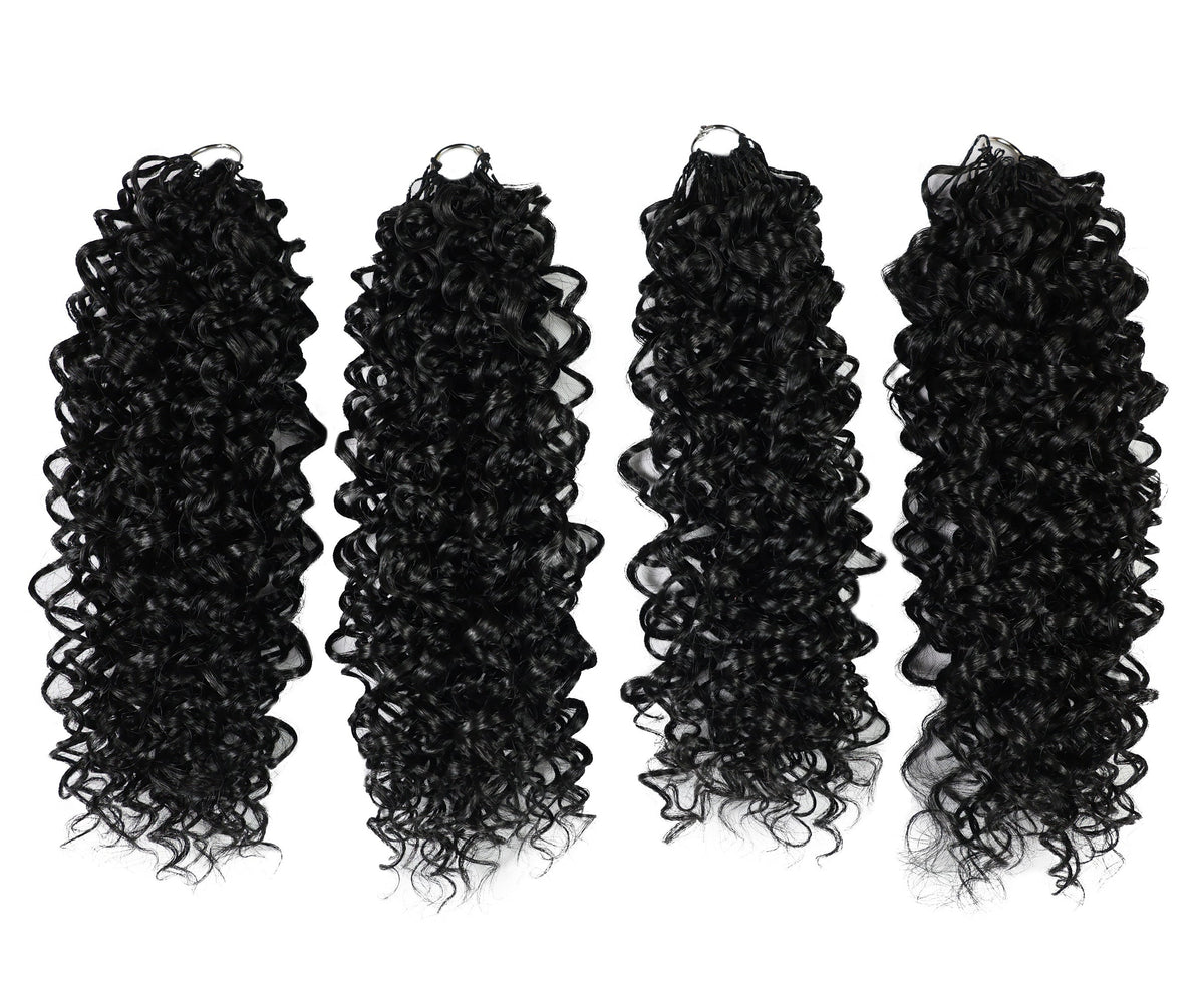 Luxluxe Jerry Curl 18 Inch Pre-Separated Synthetic Feather 110g Crochet Hair Extensions with 100 Strands for Women