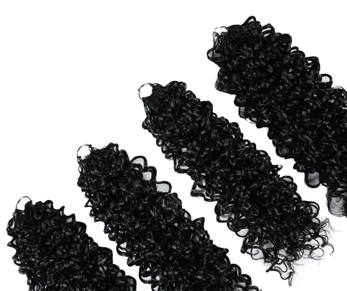 Luxluxe Jerry Curl 18 Inch Pre-Separated Synthetic Feather 110g Crochet Hair Extensions with 100 Strands for Women