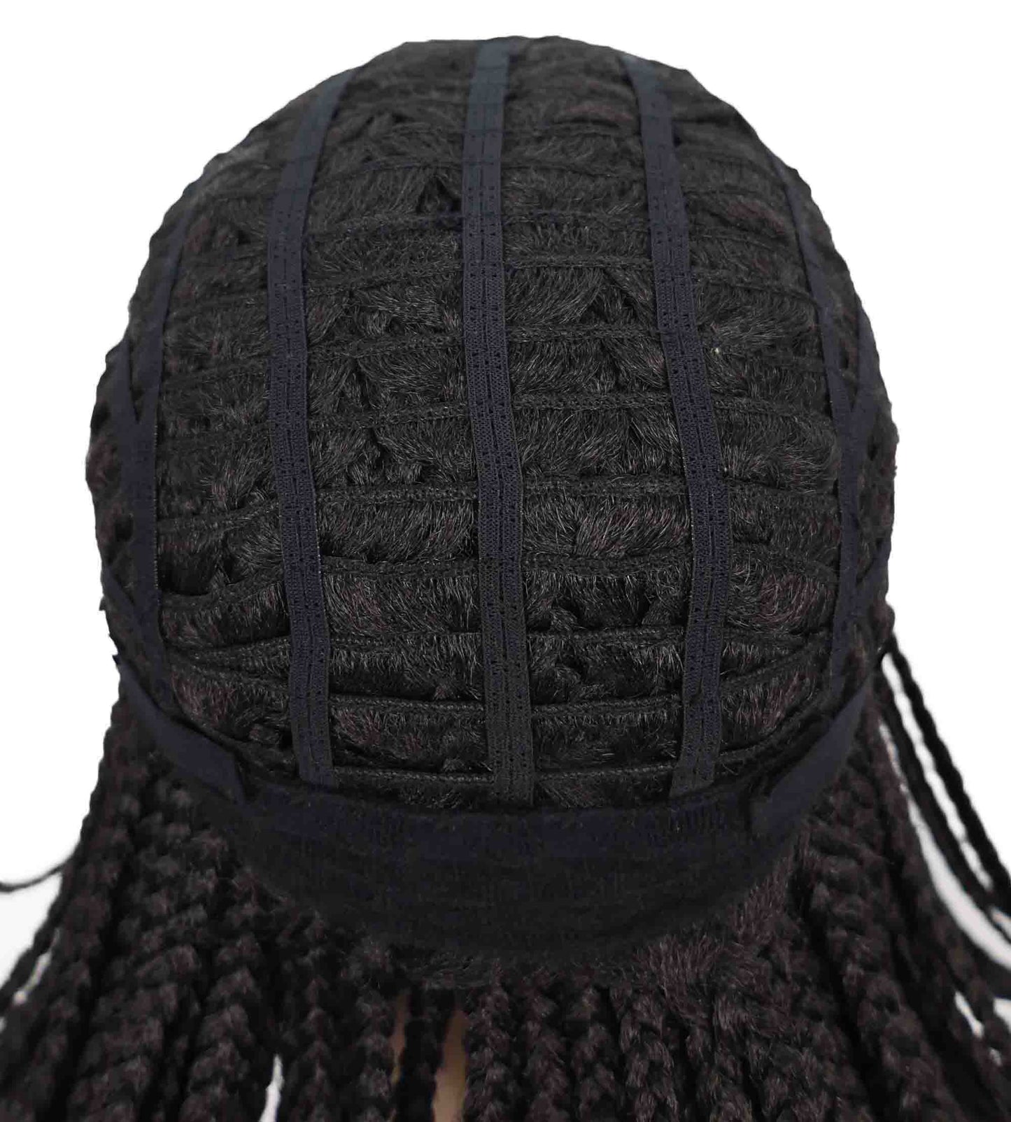 Riana Short Box Braided 10.5 Inch Full Wig with Bangs Sleek Black Synthetic Wigs for Women