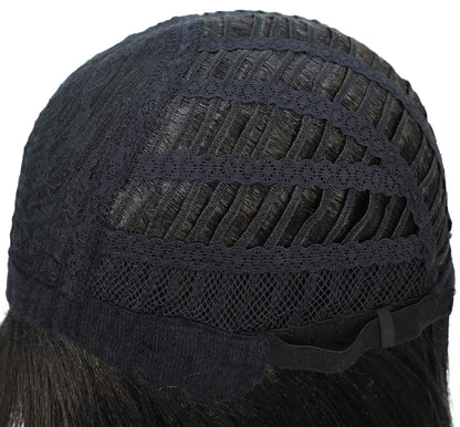 Shelia Mid-Length Human Hair Blend 10 Inch Full Wig Fun & Edgy Shag  with Razor-Finished Bob