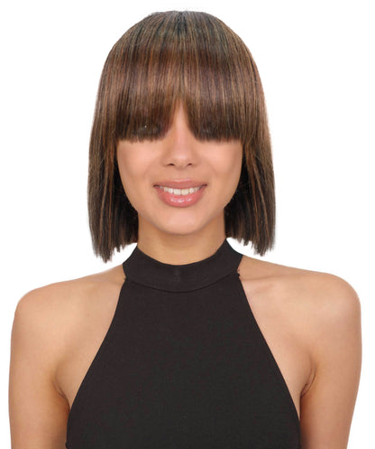 Shelia Mid-Length Human Hair Blend 10 Inch Full Wig Fun & Edgy Shag  with Razor-Finished Bob