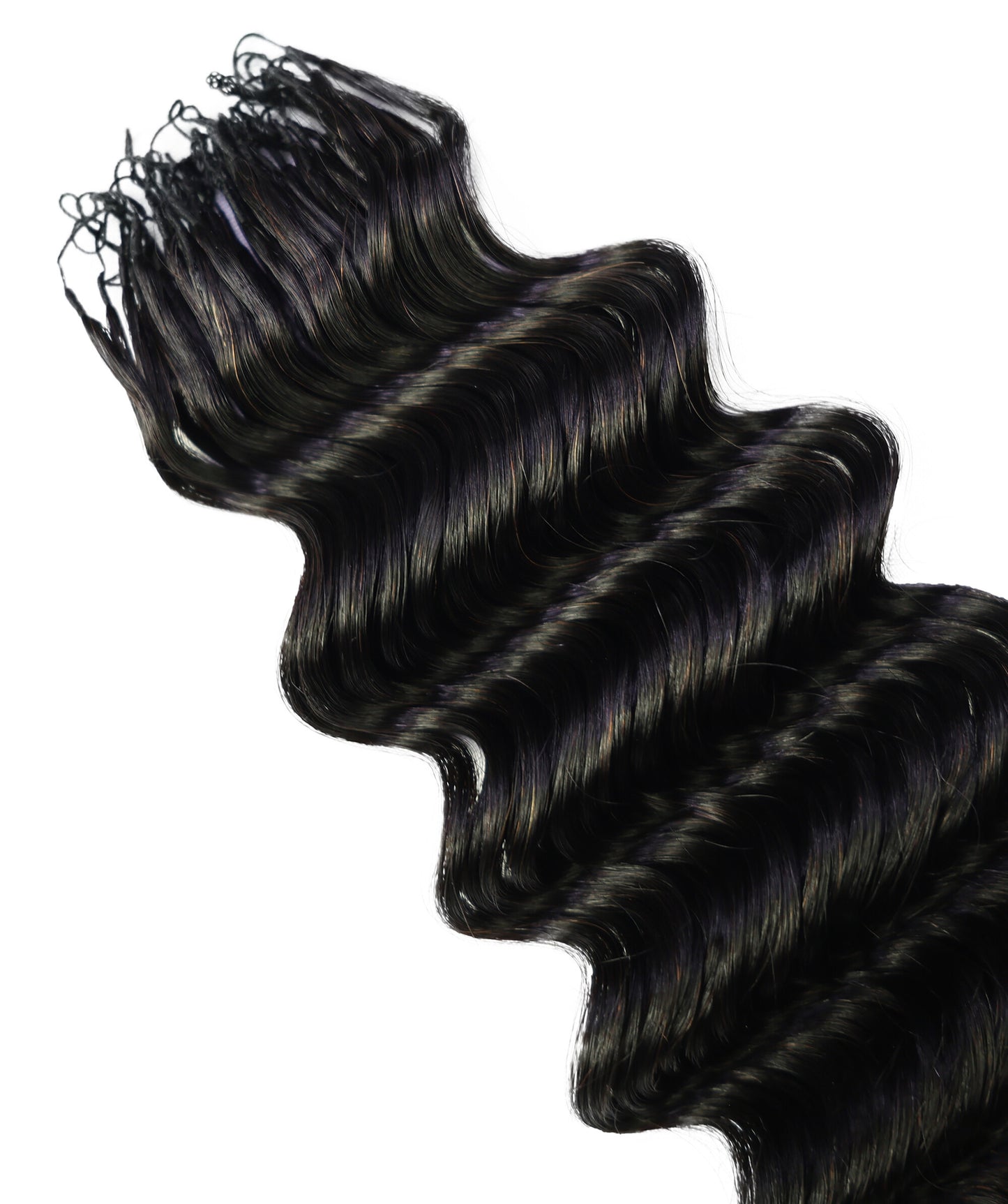 LUXLUXE Deep Wave Real Human Crochet Hair Extensions - Natural & Natural Black 18 & 16 & 14 Inch 50g Knotless Pre Separated Feather Wavy Hairpiece for Women