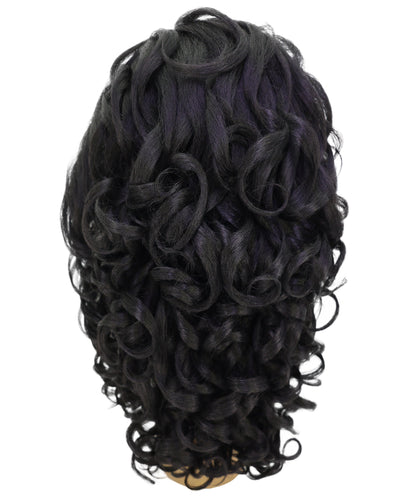 LUXLUXE 24" Long Wavy Lace Frontal Wig Natural Black– 223g Curl Hairpiece for Women Heat Resistant Synthetic Fiber