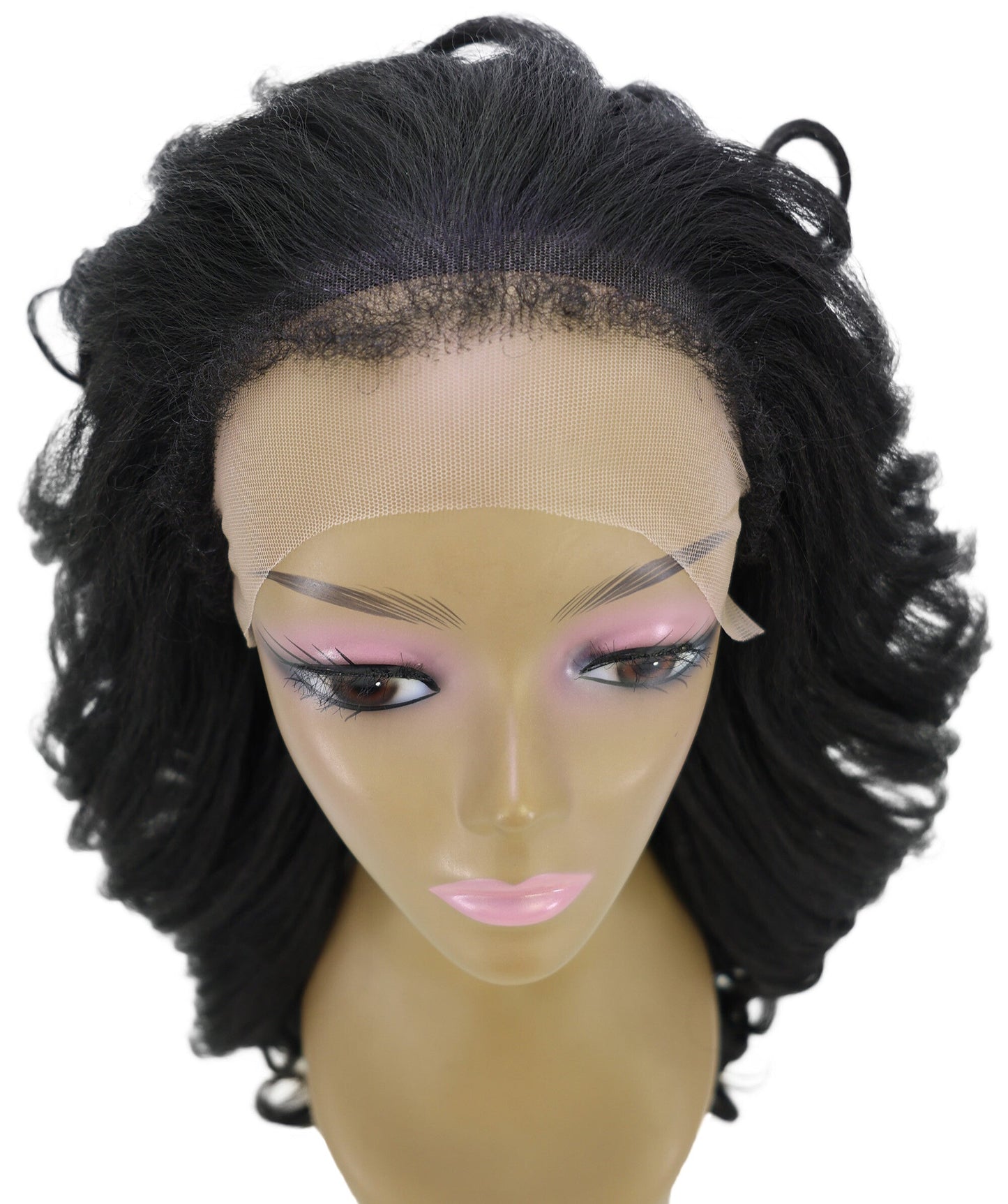 LUXLUXE 24" Long Wavy Lace Frontal Wig Natural Black– 223g Curl Hairpiece for Women Heat Resistant Synthetic Fiber