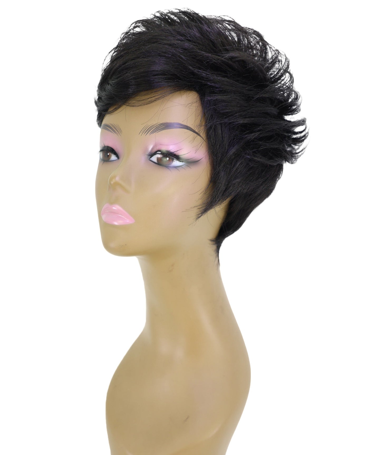 LUXLUXE Pixie Cut Wig with Bangs – Women's 10 Inch Short Curly 77g Hairpiece Heat Resistant Synthetic Fiber