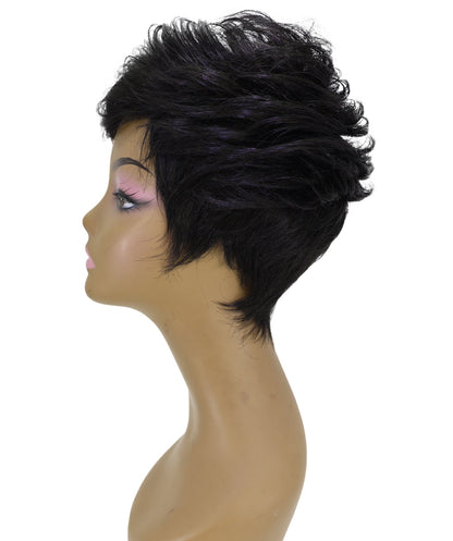 LUXLUXE Pixie Cut Wig with Bangs – Women's 10 Inch Short Curly 77g Hairpiece Heat Resistant Synthetic Fiber