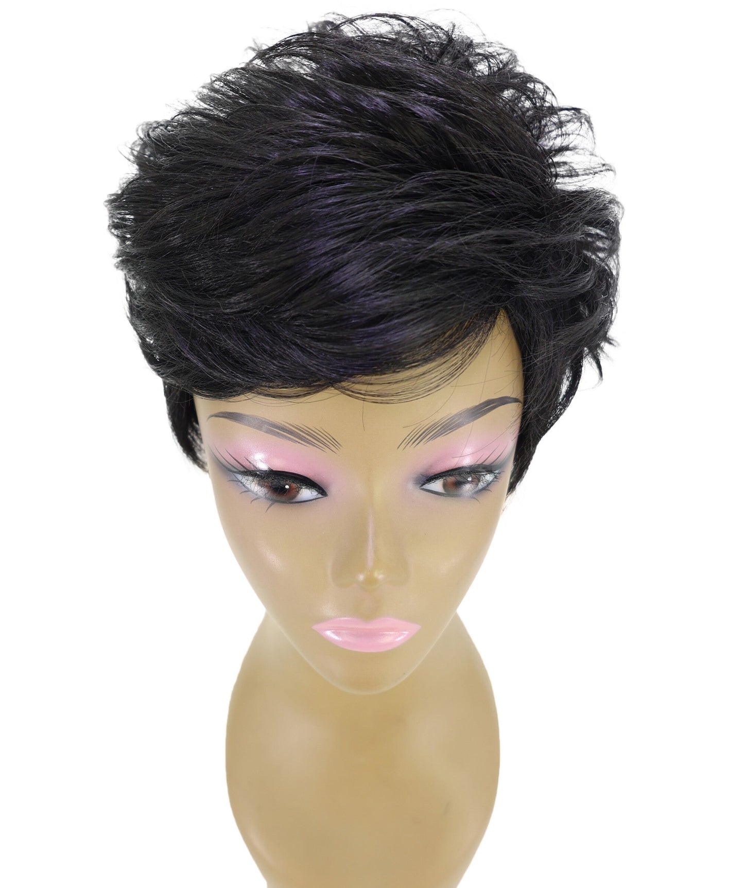 LUXLUXE Pixie Cut Wig with Bangs – Women's 10 Inch Short Curly 77g Hairpiece Heat Resistant Synthetic Fiber