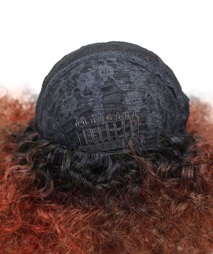 LUXLUXE Afro Kinky Curly Wig – 16 Inch Textured Curl Style Full Rounded 130g Bold Hair Heat Resistant Synthetic Fiber
