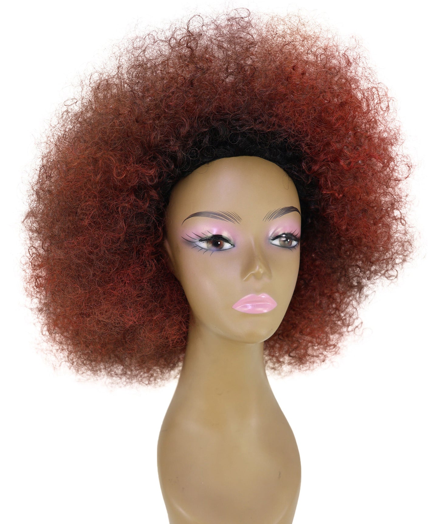 LUXLUXE Afro Kinky Curly Wig – 16 Inch Textured Curl Style Full Rounded 130g Bold Hair Heat Resistant Synthetic Fiber