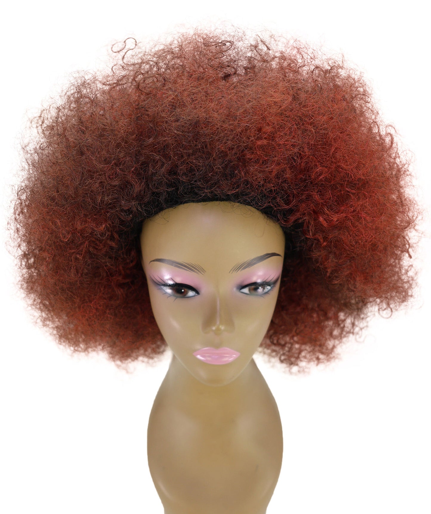 LUXLUXE Afro Kinky Curly Wig – 16 Inch Textured Curl Style Full Rounded 130g Bold Hair Heat Resistant Synthetic Fiber