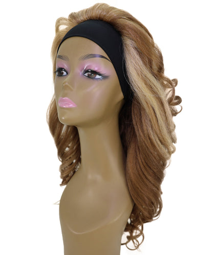 LUXLUXE 21" Long Wavy Textured Wig – 185g Natural Waves Hair with Cloth Headband Style Heat Resistant Synthetic Fiber
