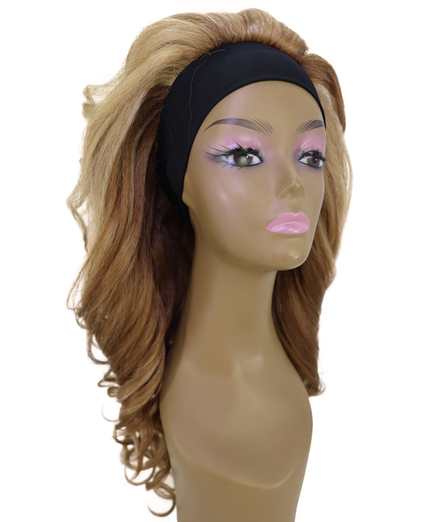 LUXLUXE 21" Long Wavy Textured Wig – 185g Natural Waves Hair with Cloth Headband Style Heat Resistant Synthetic Fiber