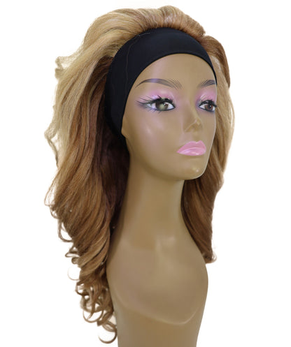 LUXLUXE 21" Long Wavy Textured Wig – 185g Natural Waves Hair with Cloth Headband Style Heat Resistant Synthetic Fiber