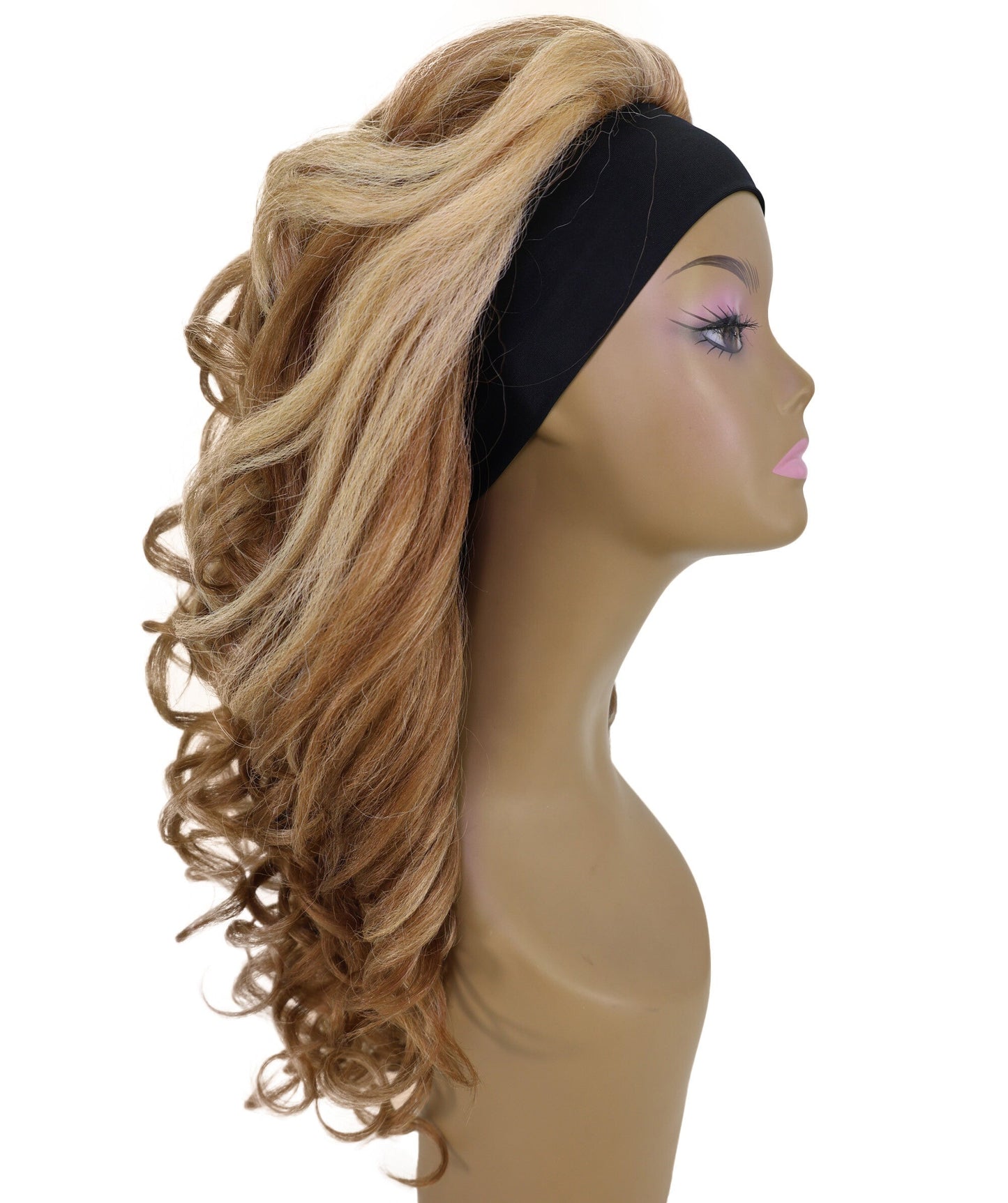 LUXLUXE 21" Long Wavy Textured Wig – 185g Natural Waves Hair with Cloth Headband Style Heat Resistant Synthetic Fiber