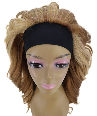 LUXLUXE 21" Long Wavy Textured Wig – 185g Natural Waves Hair with Cloth Headband Style Heat Resistant Synthetic Fiber